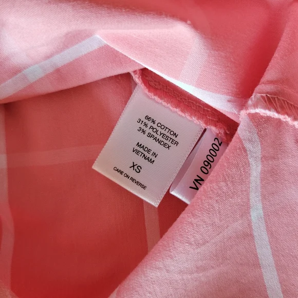 NWT 7th Avenue Design Studio Pink Fitted Button Up Shirt White Plaid Size XS - Picture 5 of 5